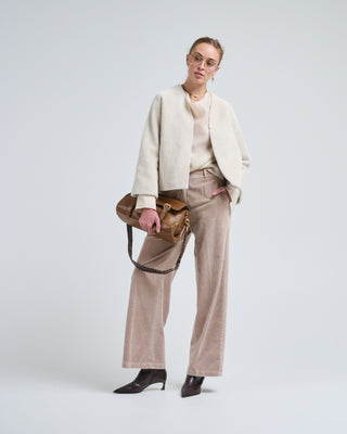 v neck shearling cardigan jacket