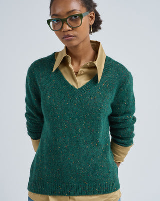v neck speckled sweater