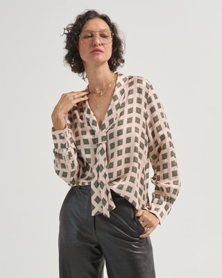 v neck tie blouse