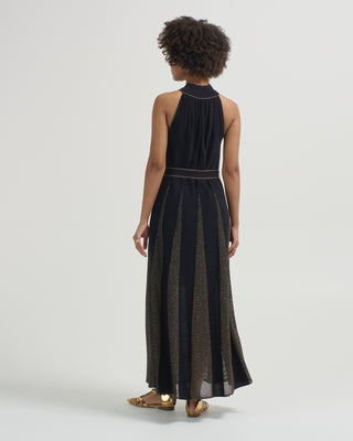 valiant metallic halter dress
