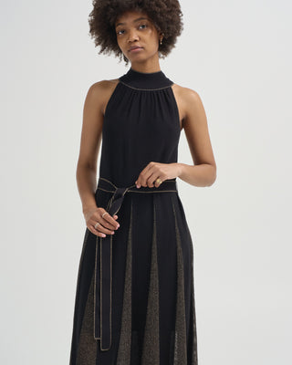 valiant metallic halter dress