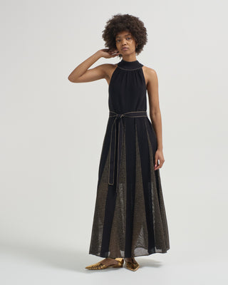 valiant metallic halter dress