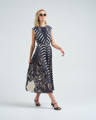 violeta pleated sleeveless midi dress