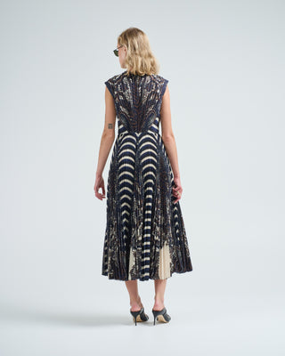 violeta pleated sleeveless midi dress