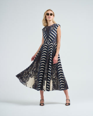 violeta pleated sleeveless midi dress