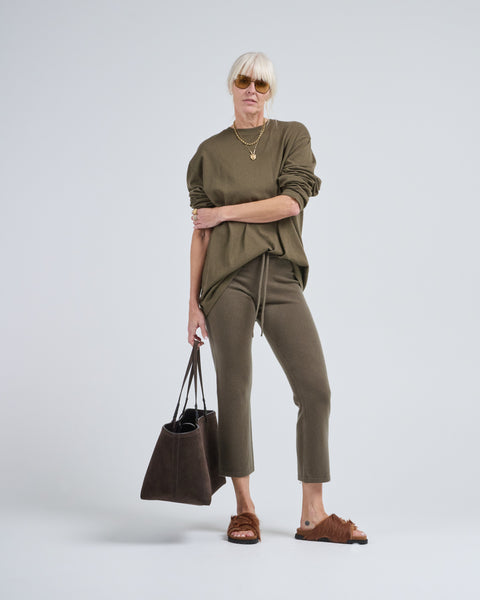 Extreme Cashmere Wander Stretch Cashmere Pull On Pant Army