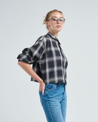 washed cotton plaid top