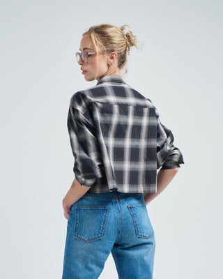 washed cotton plaid top