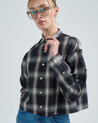 washed cotton plaid top