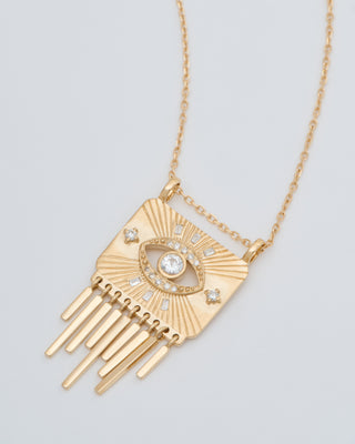 white sapphire eye plate necklace