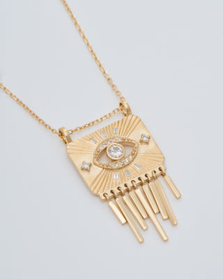 white sapphire eye plate necklace