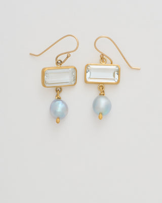 white topaz and silver pearl drop earrings