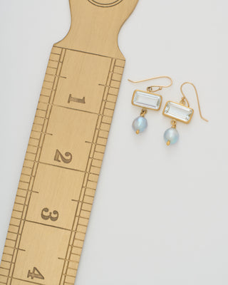 white topaz and silver pearl drop earrings