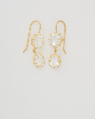 white topaz double drop earrings