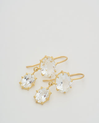 white topaz double drop earrings