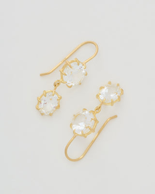 white topaz double drop earrings