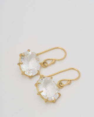 white topaz oval drop small earrings
