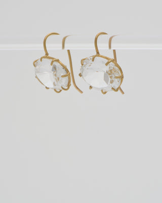 white topaz faceted oval earrings