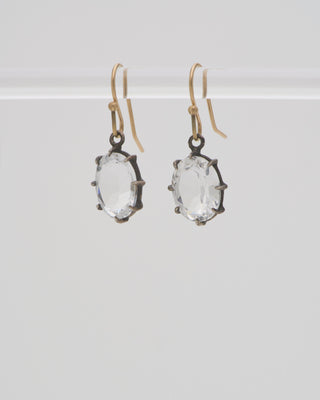 white topaz faceted oval north/south earrings