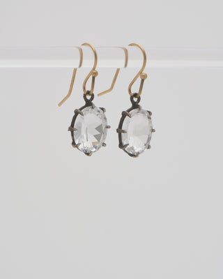 white topaz faceted oval north/south earrings