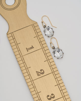 white topaz faceted oval north/south earrings