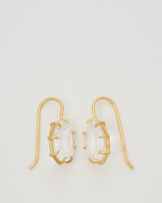 white topaz oval drop earrings