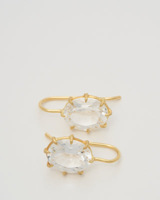 white topaz oval drop earrings