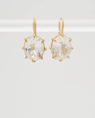 white topaz oval drop earrings