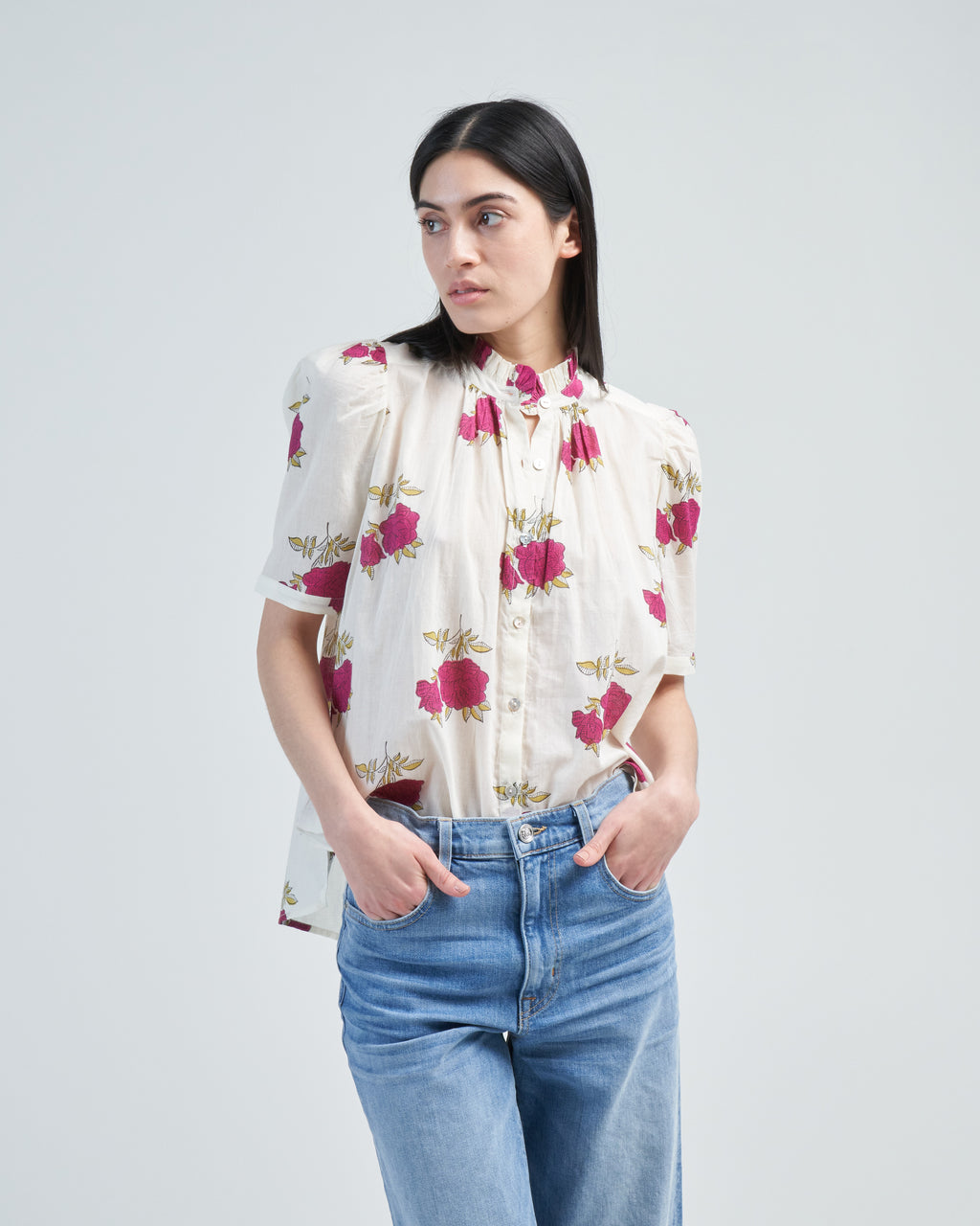 Alix Of Bohemia Winnie Cerise Rosette Shirt Ivory – scarpa