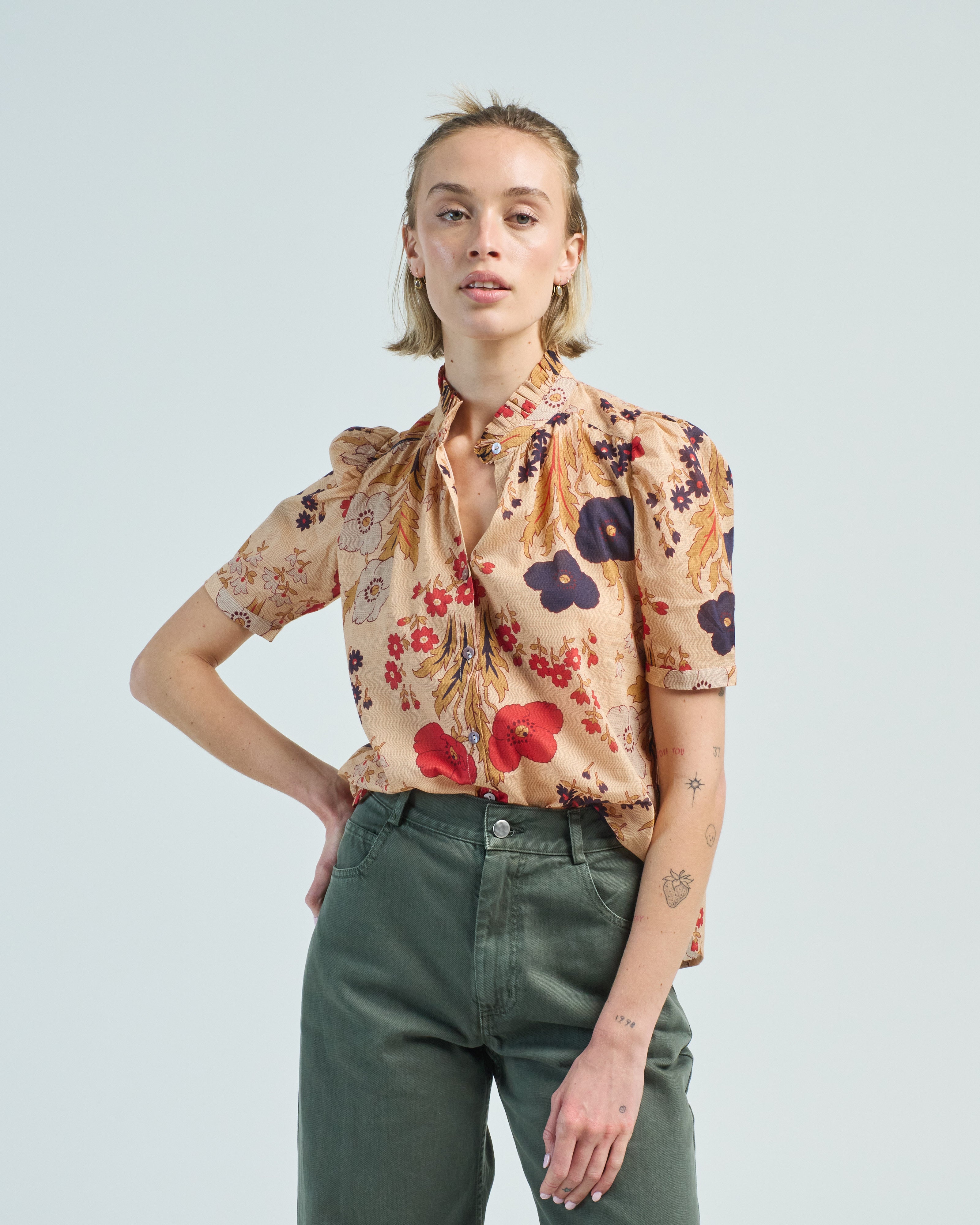 Alix Of Bohemia Winnie Vintage Poppy Shirt Nude