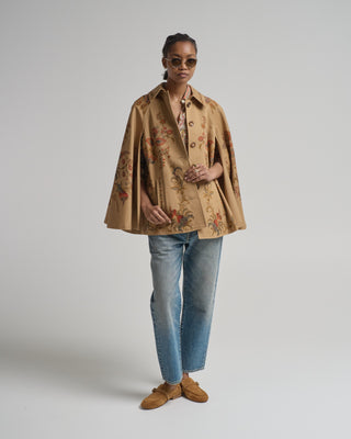 women's belted cape with print