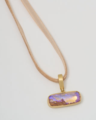 wood opal atlantis charm velvet necklace