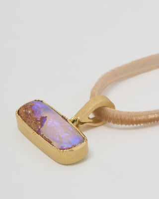wood opal atlantis charm velvet necklace