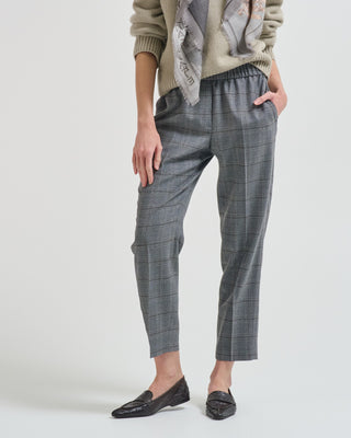 wool blend flannel check stretch pants