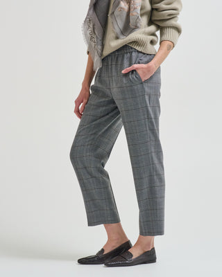wool blend flannel check stretch pants