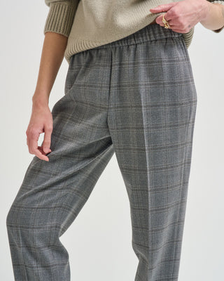 wool blend flannel check stretch pants