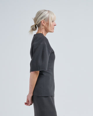 wool crepe slit front t