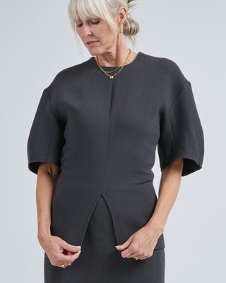 wool crepe slit front t