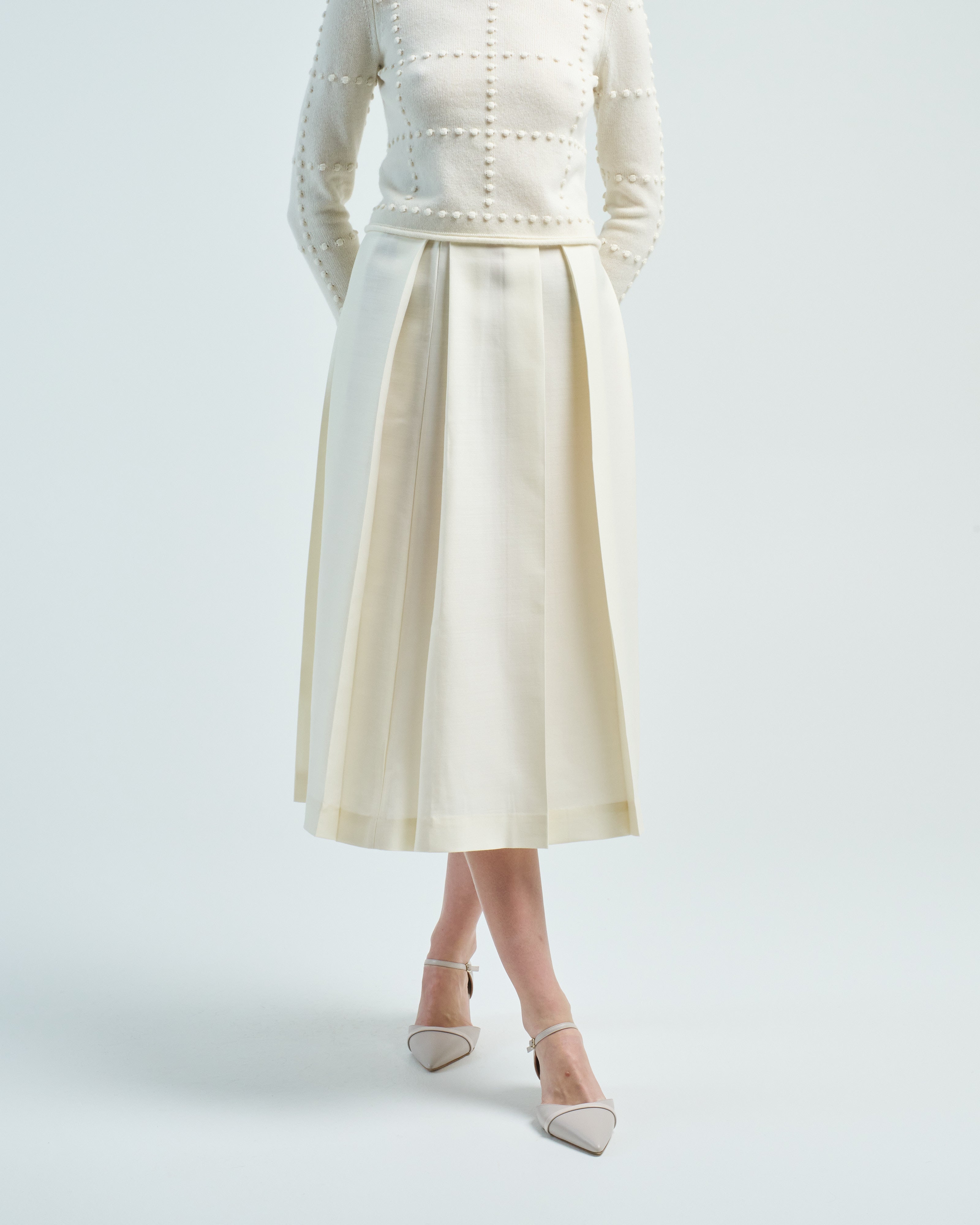 Toteme Wool Silk Twinflower Skirt Macadamia