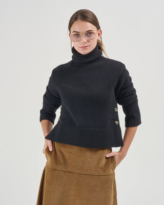 worth chunky turtleneck with side buttons