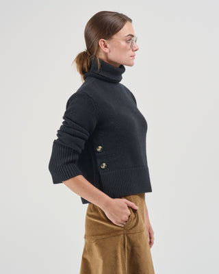 worth chunky turtleneck with side buttons