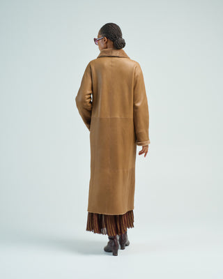 xlong neat shearling shawl coat