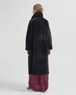 xlong neat shearling shawl coat