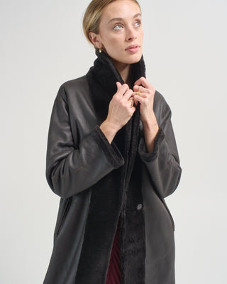 xlong neat shearling shawl coat