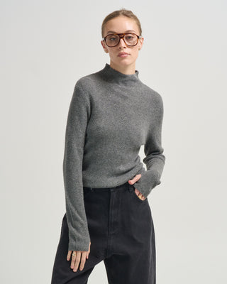 yak mock neck long sleeve sweater