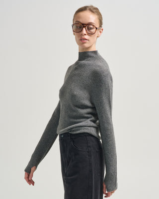 yak mock neck long sleeve sweater