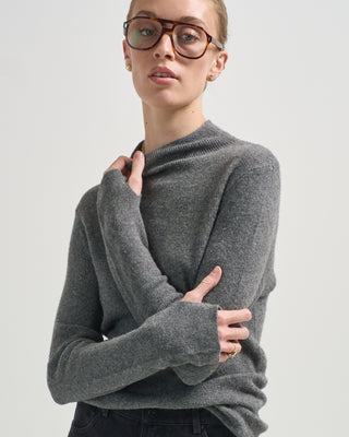 yak mock neck long sleeve sweater