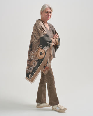 zouyu, cry the deer large silk twill scarf
