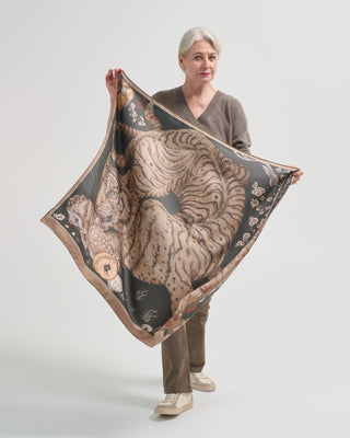 zouyu, cry the deer silk twill square scarf