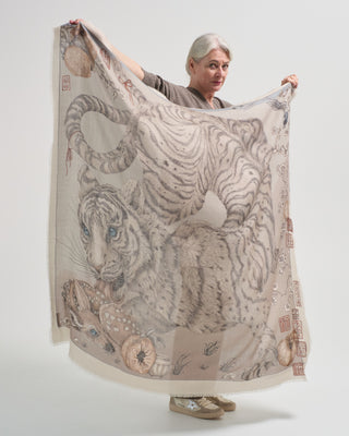 zouyu, cry the deer wool/silk square scarf